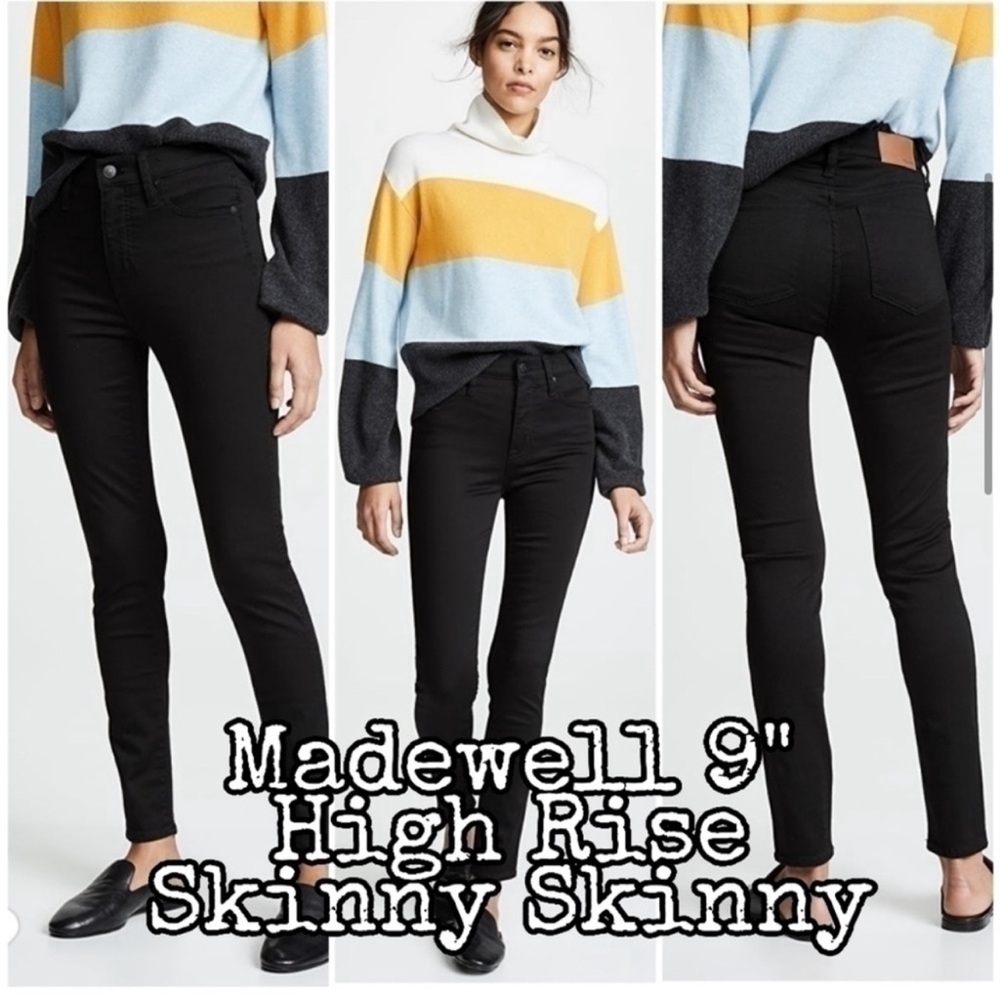 Madewell 33T Skinny Jeans 9” High-Rise Black Skinny Jeans Tall